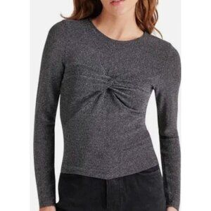 STEVE MADDEN Women's Knot Front Metallic Knit Top LARGE